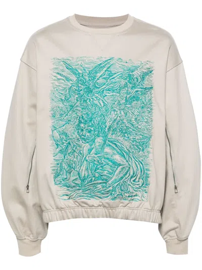 Songzio Pure Rebel Graphic-print Cotton Sweatshirt In Neutrals