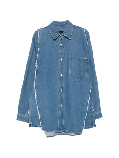 Songzio Raw-edge Embroidered Shirt In Blue