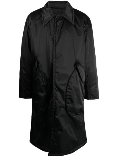 Songzio Ruched-detail Knee-length Jacket In Black