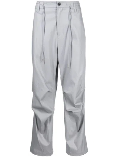 Songzio Ruched Drawstring Straight-leg Trousers In Grau