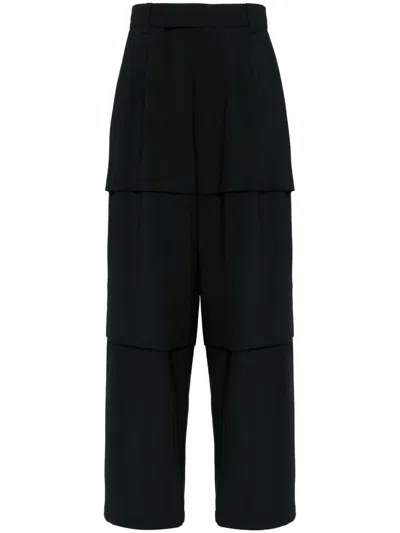 Songzio Wide-leg Wool Trousers In Black