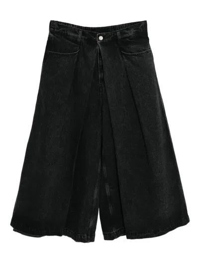 Songzio Wide Wrap Crop Jeans In Black