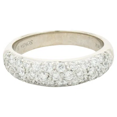 Pre-owned Sonia B 14 Karat White Gold Pave Diamond Band