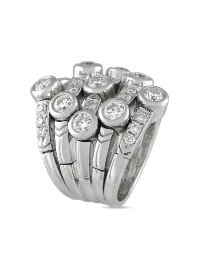 Pre-owned Sonia B 18k Gold Multiband Diamond Ring In Silver