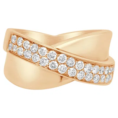 Pre-owned Sonia B . 18k Rose Gold Round Diamond Crossover Band In Red