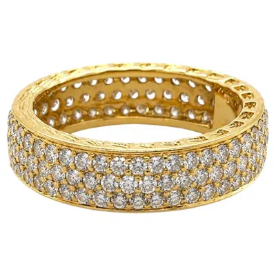 Pre-owned Sonia B 18k Three Row Diamond Eternity Band In Multi