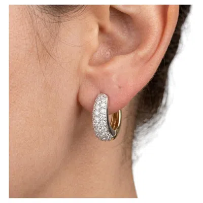 Pre-owned Sonia B 2 Carat Diamond Two-tone 18k Gold J-hoop Huggie Earrings In Multi