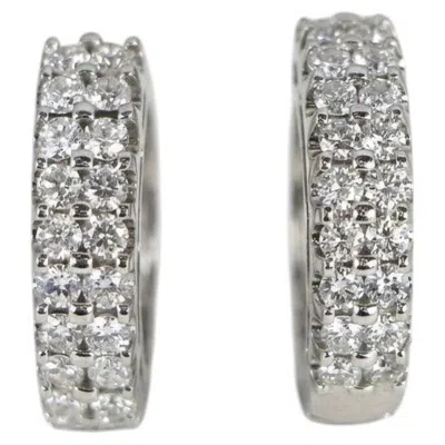 Pre-owned Sonia B 2 Carat Round Diamond White Gold Hoop Earrings