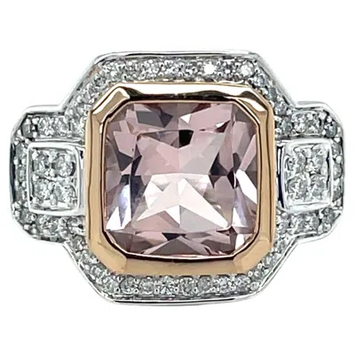 Pre-owned Sonia B 4.5 Carat Kunzite And Diamond 18 Karat White Gold Cocktail Ring