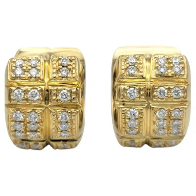 Pre-owned Sonia B . Chunky Huggie Hoop Earrings With Diamonds In 14 Karat Yellow Gold