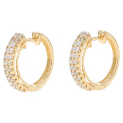 Pre-owned Sonia B Diamond Hoop Earrings - Yellow Gold 14k Round Brilliant 1.00ctw Pierced