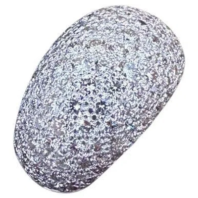 Pre-owned Sonia B Diamond Pavé Set Dome Ring In Platinum In Multi
