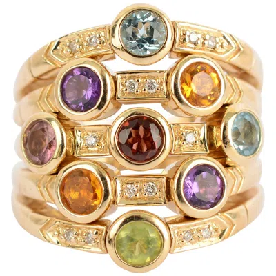 Pre-owned Sonia B Multiband Ring With Gemstones