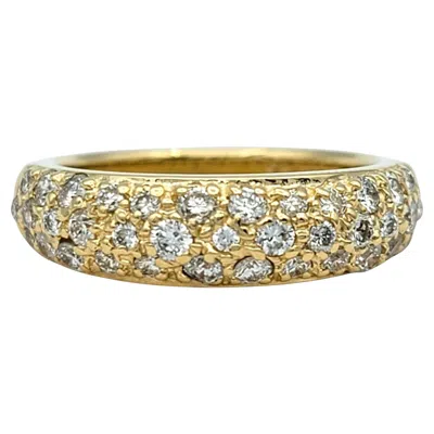 Pre-owned Sonia B Pavé Diamond Domed Band Ring In 14 Karat Yellow Gold
