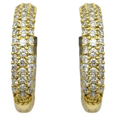 Pre-owned Sonia B . Pavé Diamond Inside Outside Hoop Earrings In 18 Karat Yellow Gold