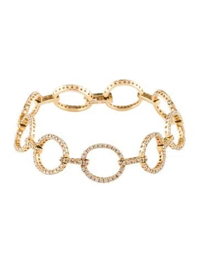 Pre-owned Sonia Bitton 14k 1.45ctw Diamond Circle Link Bracelet, 6.75" In Multi