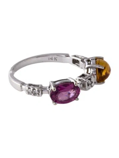 Pre-owned Sonia Bitton 14k Citrine, Garnet, & Diamond Cocktail Ring In Multi