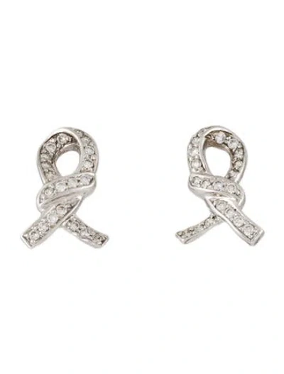Pre-owned Sonia Bitton 14k Diamond Knot Stud Earrings In Multi