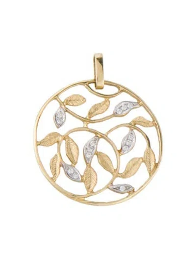 Pre-owned Sonia Bitton 14k Diamond Leaf Pendant In Multi