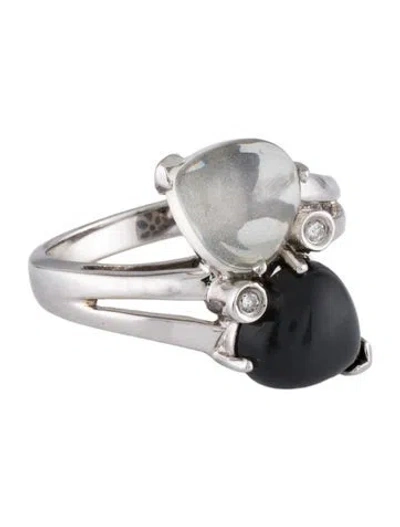 Pre-owned Sonia Bitton 14k Moonstone & Diamond Ring In Multi