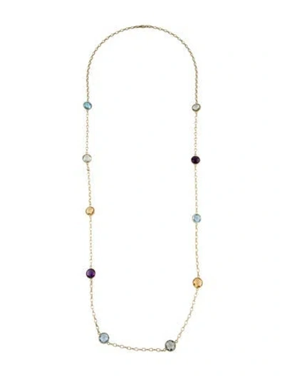 Pre-owned Sonia Bitton 14k Multistone Station Necklace, 36" In Multicolor