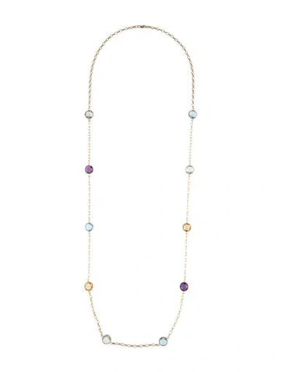 Pre-owned Sonia Bitton 14k Multistone Station Necklace, 36.25" In Multicolor