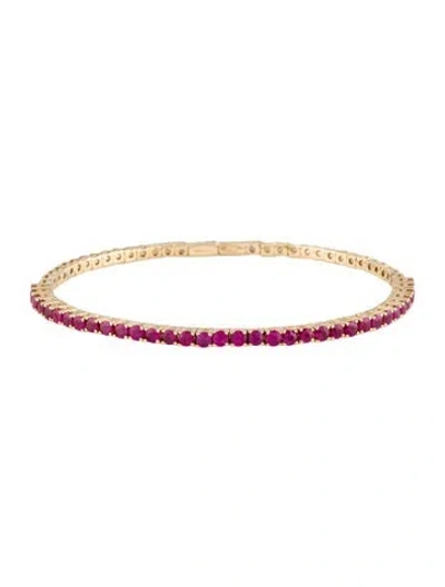 Pre-owned Sonia Bitton 14k Ruby Cuff Bracelet`, 7.5" In Multi