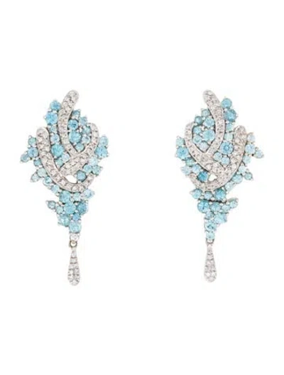 Pre-owned Sonia Bitton 14k Zircon & Diamond Drop Earrings In Multi