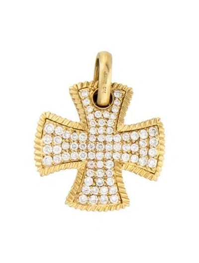 Pre-owned Sonia Bitton 18k 1.59ctw Diamond Cross Pendant, 1.25" In Multicolor