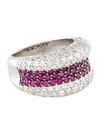 Pre-owned Sonia Bitton 18k 1.65ctw Diamond & Ruby Concave Band In Multi