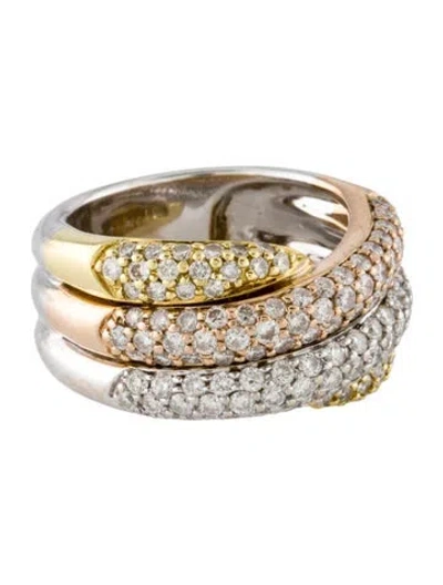 Pre-owned Sonia Bitton 18k 1.72ctw Diamond Crossover Band In Multi