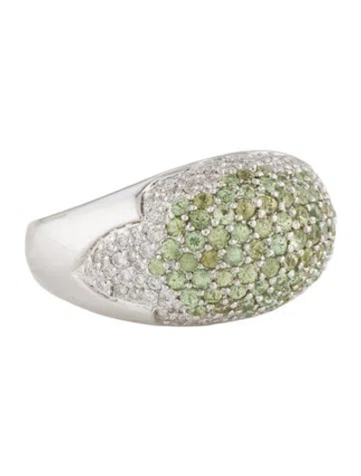 Pre-owned Sonia Bitton 18k Demantoid Garnet & Diamond Cocktail Ring In Multi
