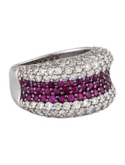 Pre-owned Sonia Bitton 18k Ruby & Diamond Ring In Multi