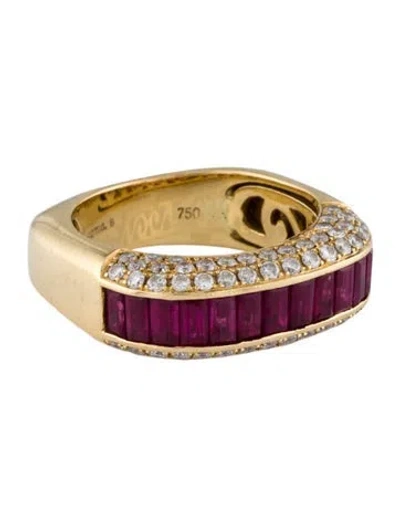 Pre-owned Sonia Bitton 18k Ruby & Diamond Square Ring In Multi
