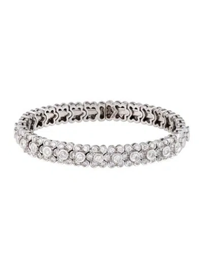 Pre-owned Sonia Bitton 2.31ctw Diamond Floral Flex Cuff, 7" In Multi