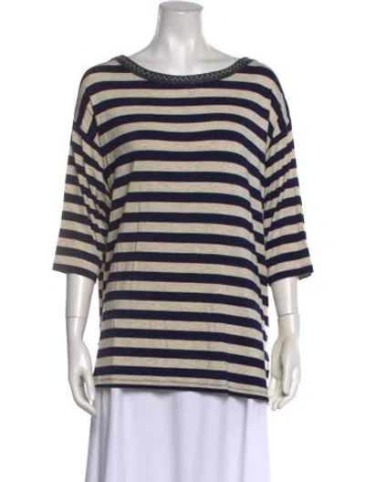 Pre-owned Sônia Bogner Striped Bateau Neckline Sweater