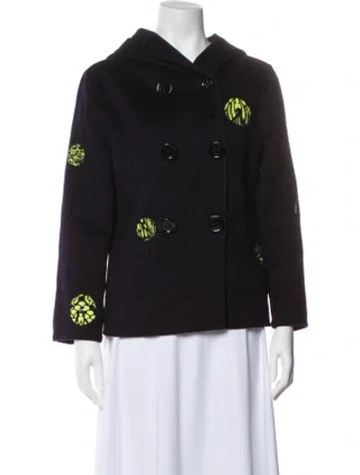 Pre-owned Sônia Bogner Virgin Wool Graphic Print Jacket In Black