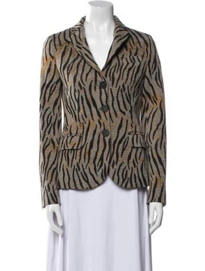 Pre-owned Sônia Bogner Virgin Wool Plaid Print Blazer W/ Tags W/tags In Neutral