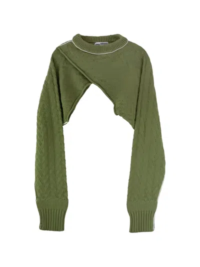 Sonia Carrasco Cable-knit Cropped Sweater In Brown