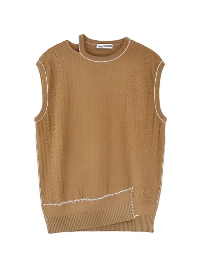 Sonia Carrasco Chevron-knit Cut-out Sweater In Brown