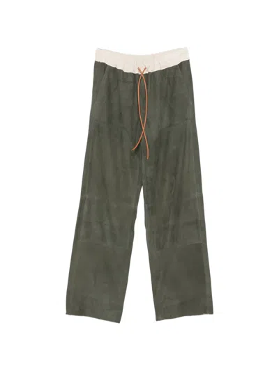 Sonia Carrasco Drawstring Suede Trousers In Green
