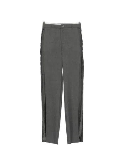 Sonia Carrasco Frayed Side-stripe Straight-leg Trousers In Gray