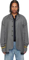 Sonia Carrasco Gray Central Cable Knit Blazer In Gray