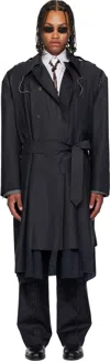 Sonia Carrasco Gray Deconstructed Trench Coat In Blue