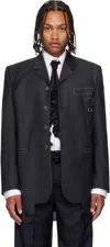 Sonia Carrasco Gray Relaxed Fit Blazer In Black