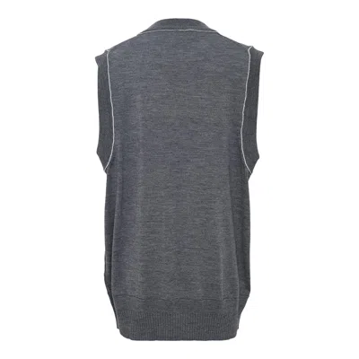 Sonia Carrasco Knit Cut Collar Vest In Gray