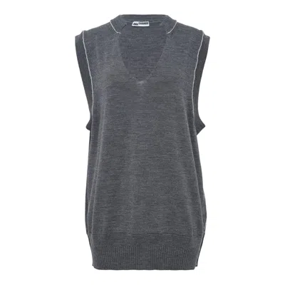 Sonia Carrasco Knit Cut Collar Vest In Gray