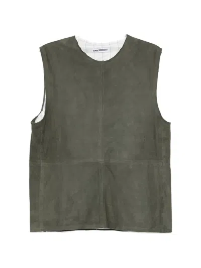 Sonia Carrasco Suede Panelled Blouse In Green