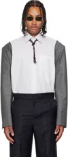 Sonia Carrasco White & Gray Tailored Sleeves Shirt In Gray