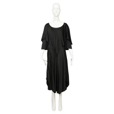 Pre-owned Sonia Rykiel 1970's  Black Bias-cut Layered Silk Dress